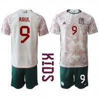 Camiseta México Raul Jimenez #9 Visitante Equipación para niños Mundial 2022 manga corta (+ pantalones cortos)
